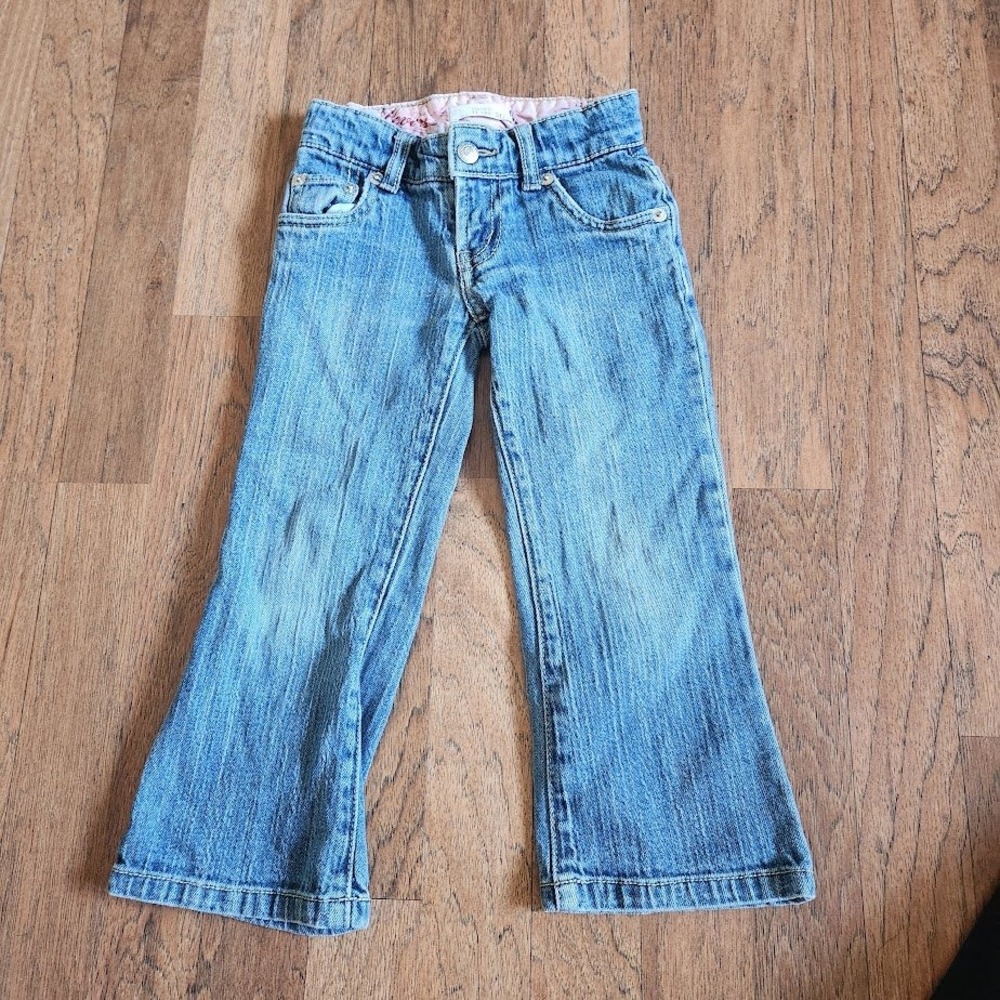 Levis 517 Girl Blue Light Wash Stretch Flare Jeans Size 4 Regular Adjustable 620